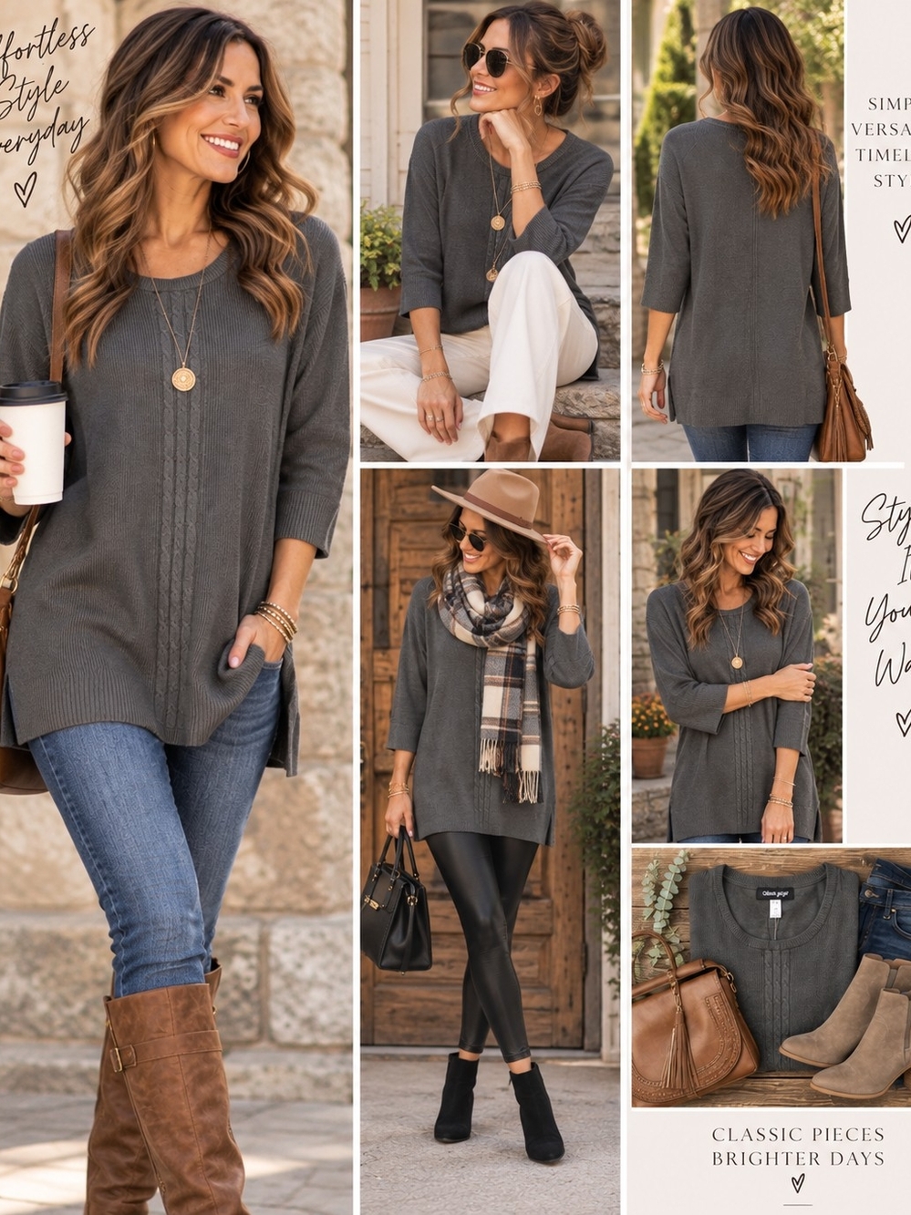 Cable & Gauge Women’s 1X olive Cable Knit Tunic Sweater NWT